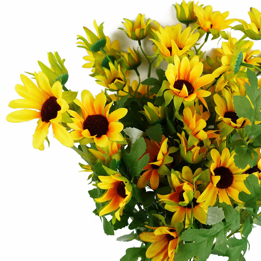 Leaf Yellow Daisy Artificial Flower Spray 70cm 6 Pack Image 3