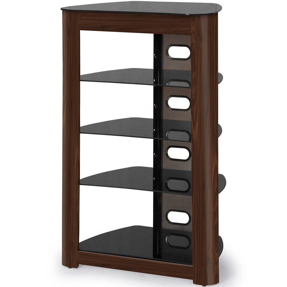 Centurion Supports Zinnia 5 Shelf Black Glass with Walnut Fascia Flat Screen Image 6