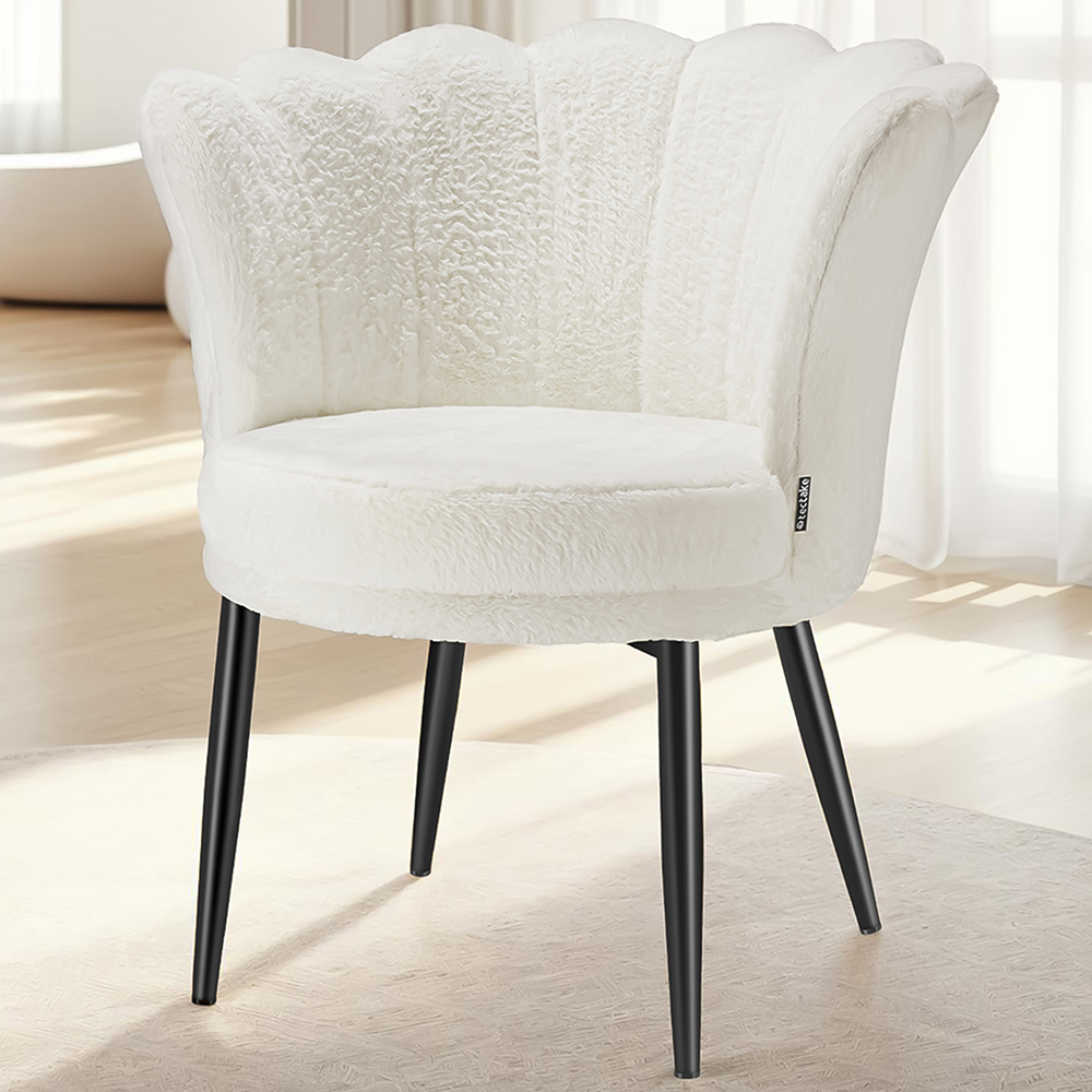 tectake Stella Cream and Black Faux Fur Armchair Image 1