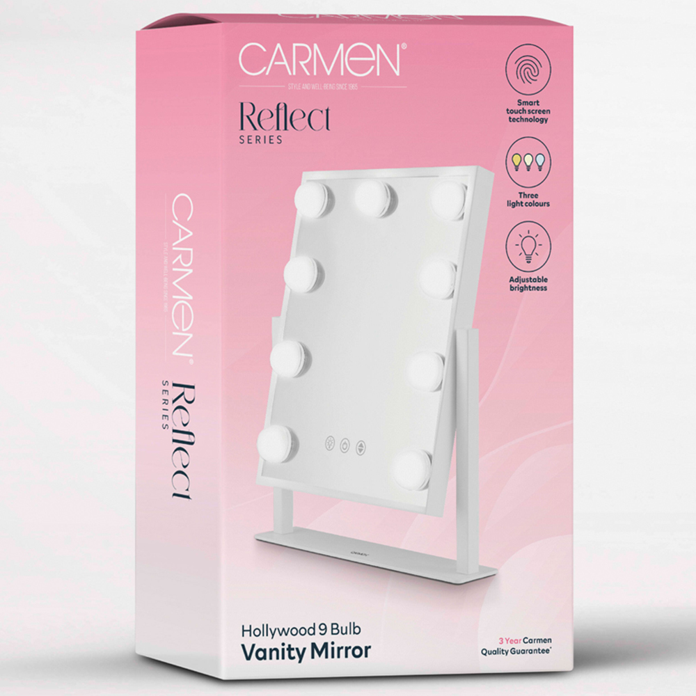 Carmen Hollywood 9 Bulb White Metal Vanity Mirror 30 x 25cm Image 8
