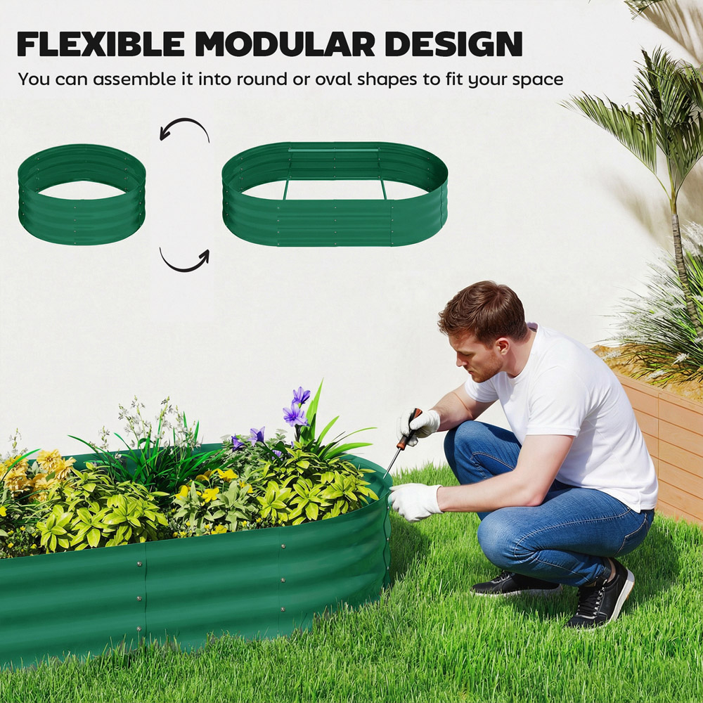 Outsunny Green Galvanised Raised Garden Bed with Trellis 180 x 90 x 160cm Image 7