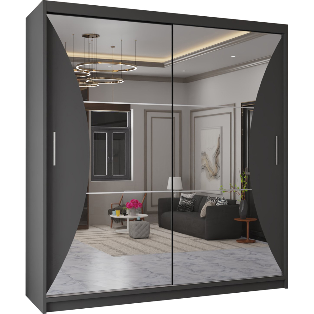 Sliding Wardrobes 4U California 2 Door Grey Wide Curved Mirrored Wardrobe Image 2