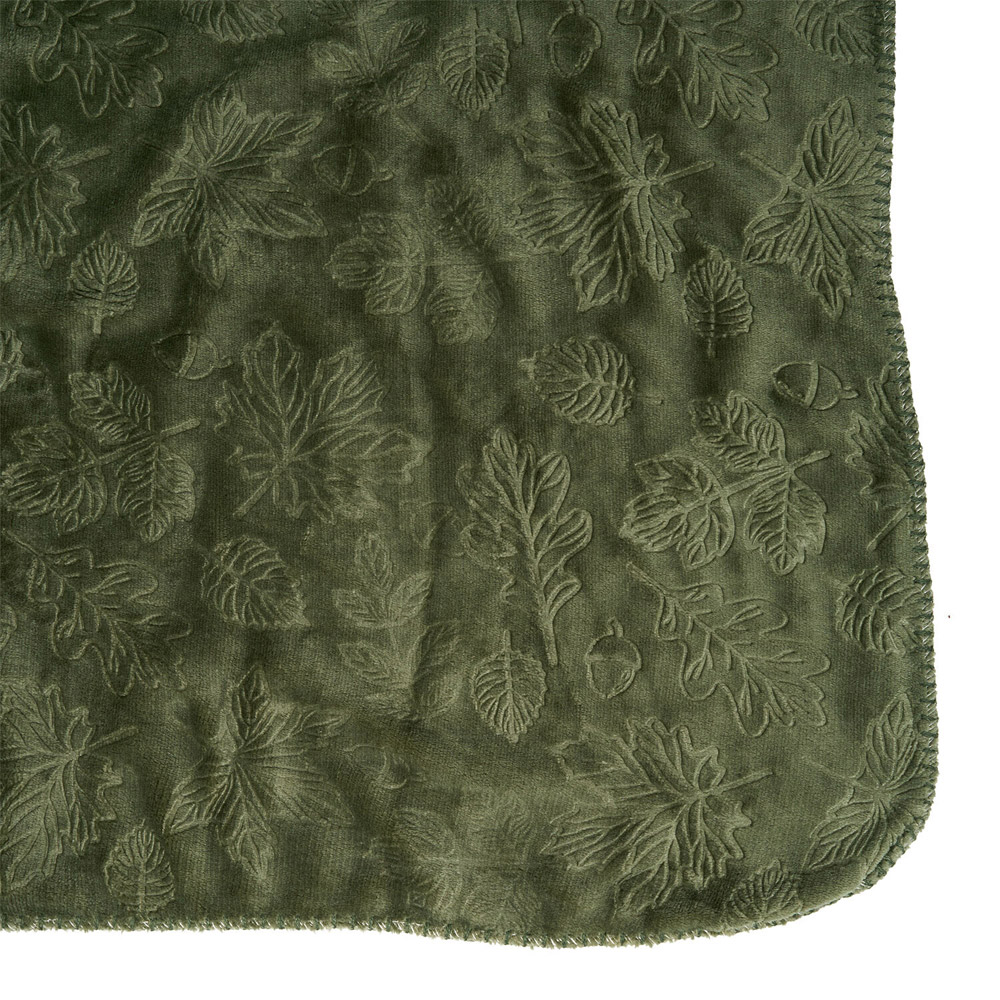 Embossed Autumn Leaf Throw Olive Image 6