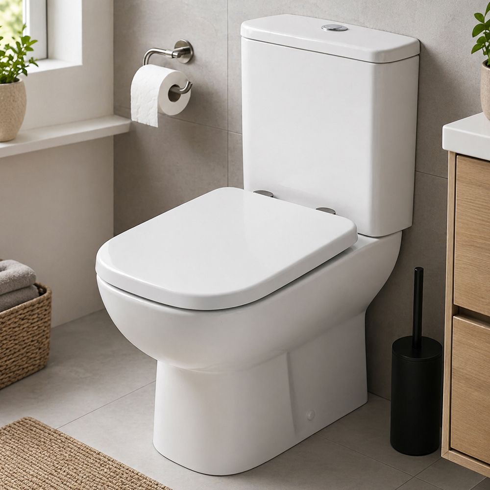 Go Bathrooms White Square Soft-Close Toilet Seat Image 2