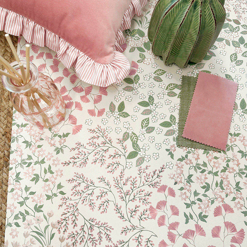 Belmont House Pink Hand-Stitched Flower Patch Wallpaper Image 3