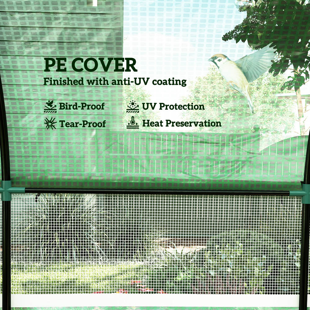 Outsunny 9.8 x 9.8ft Polytunnel Greenhouse with Door and Mesh Window Image 6