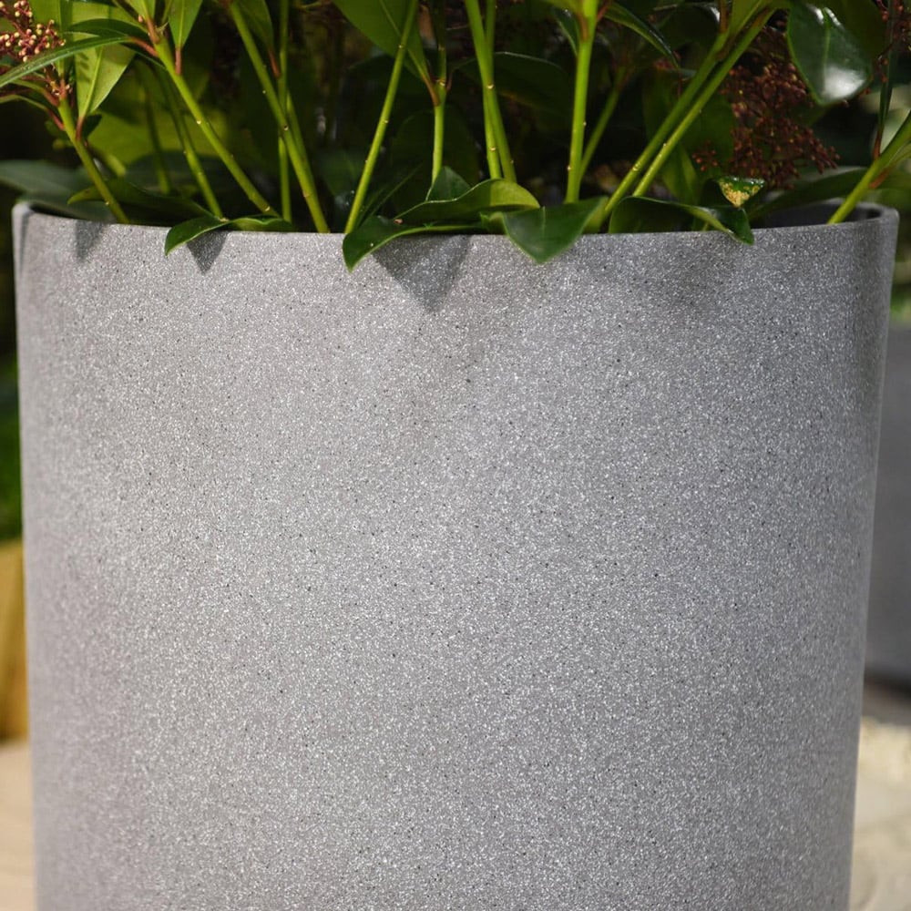Garden Gear Grey Cylinder Planter 36cm 2 Pack Image 3
