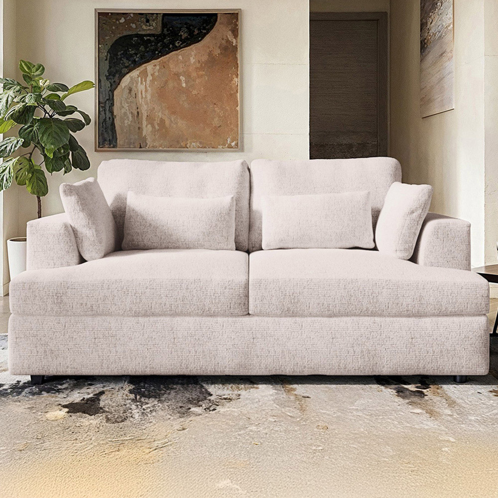 Solace+Co Drew 2 Seater Cream Chenille Sofa Image 1