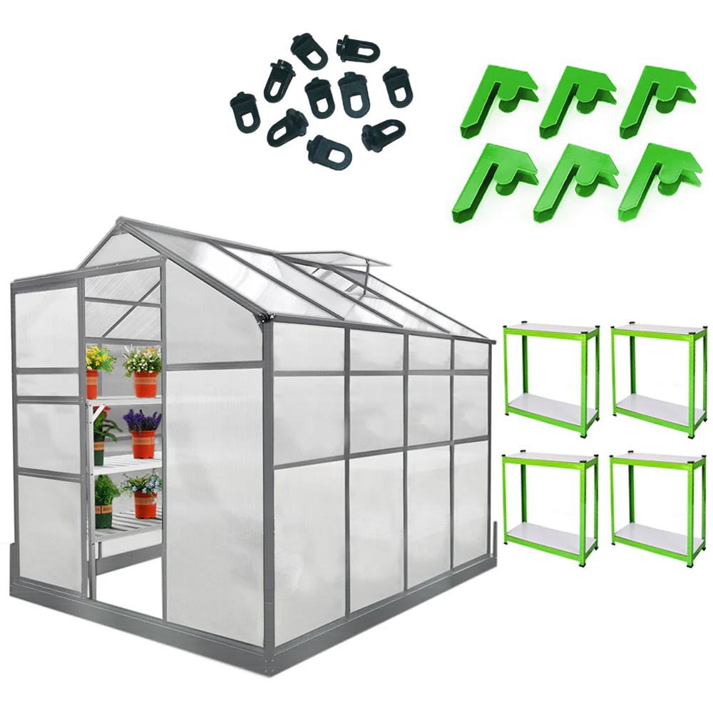 MonsterShop 6 x 8ft Greenhouse with Base and Racks Image 8