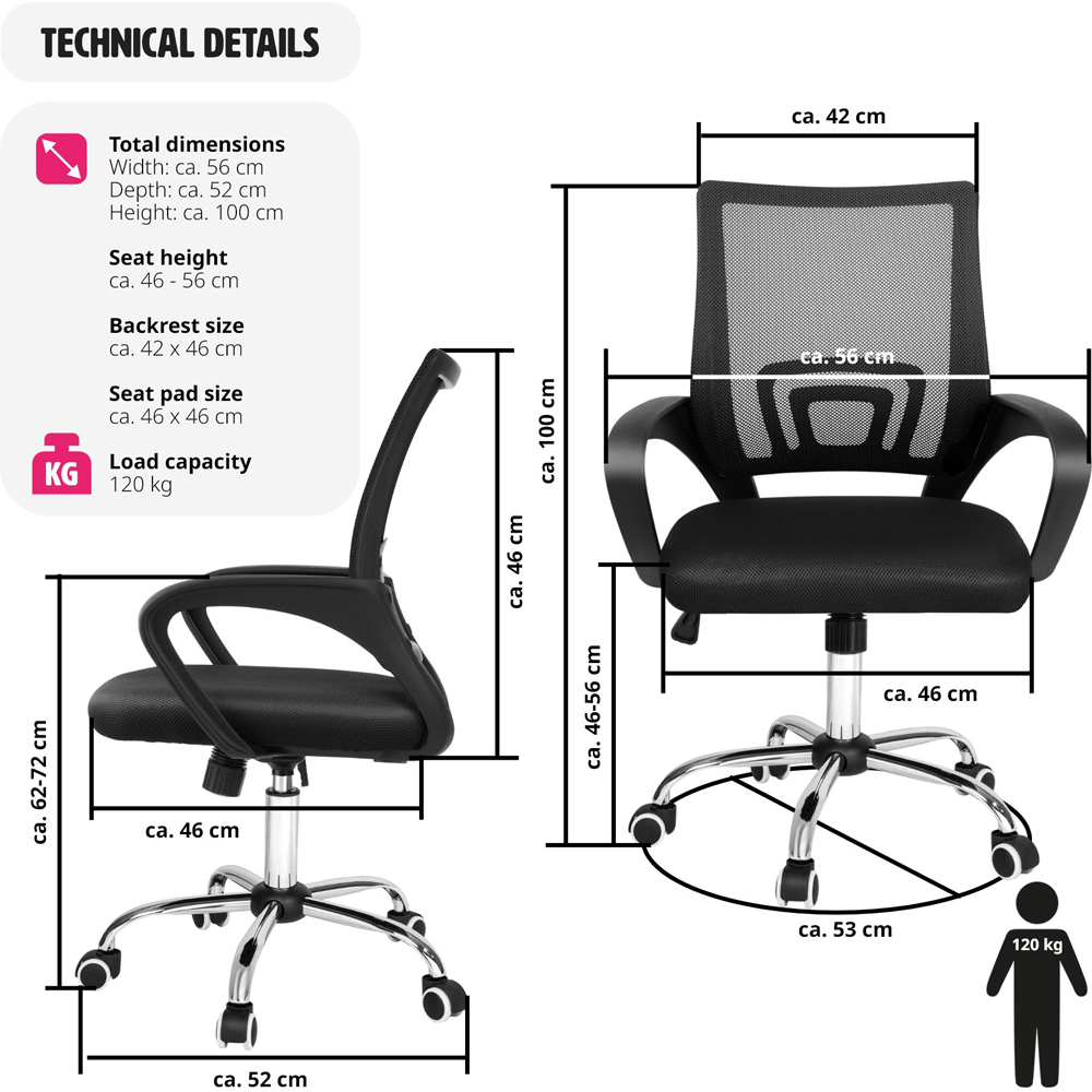 tectake Marius Black Padded Office Chair Image 9