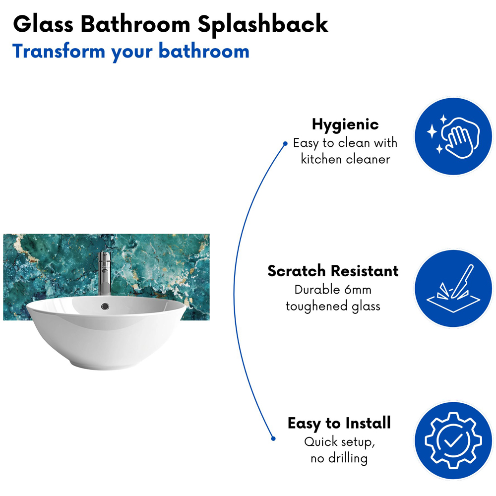 Warren Reed Designer Bright Teal Quartz Effect Bathroom Splashback 25 x 60cm Image 4