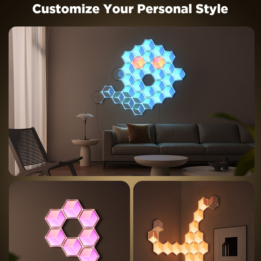 Govee Glide RGBIC LED Smart 3D Hexagon Ultra Light Panel 7 Pack Image 8
