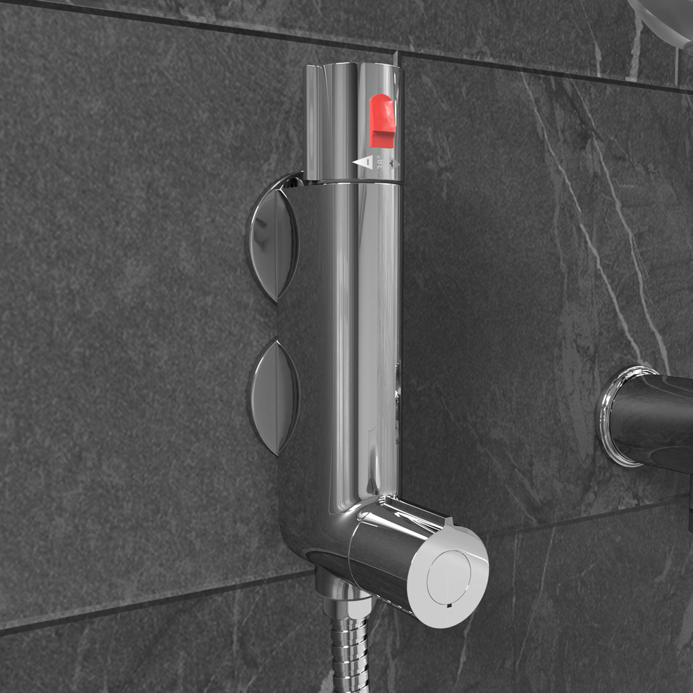 Nes Home Chrome Mini Vertical Thermostatic Bar Shower Mixer Valve Image 2