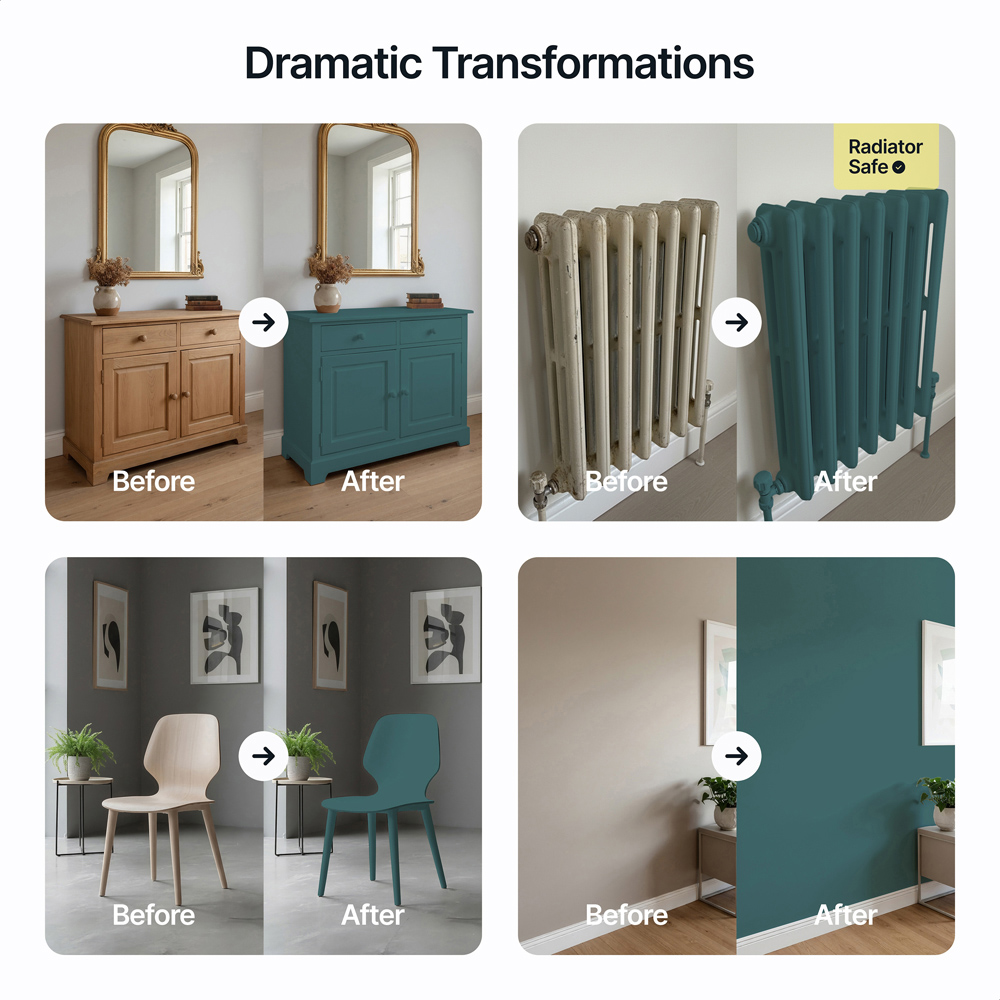 Hemway Dark Teal Blue Furniture and Walls Matt Chalk Paint 1L Image 5