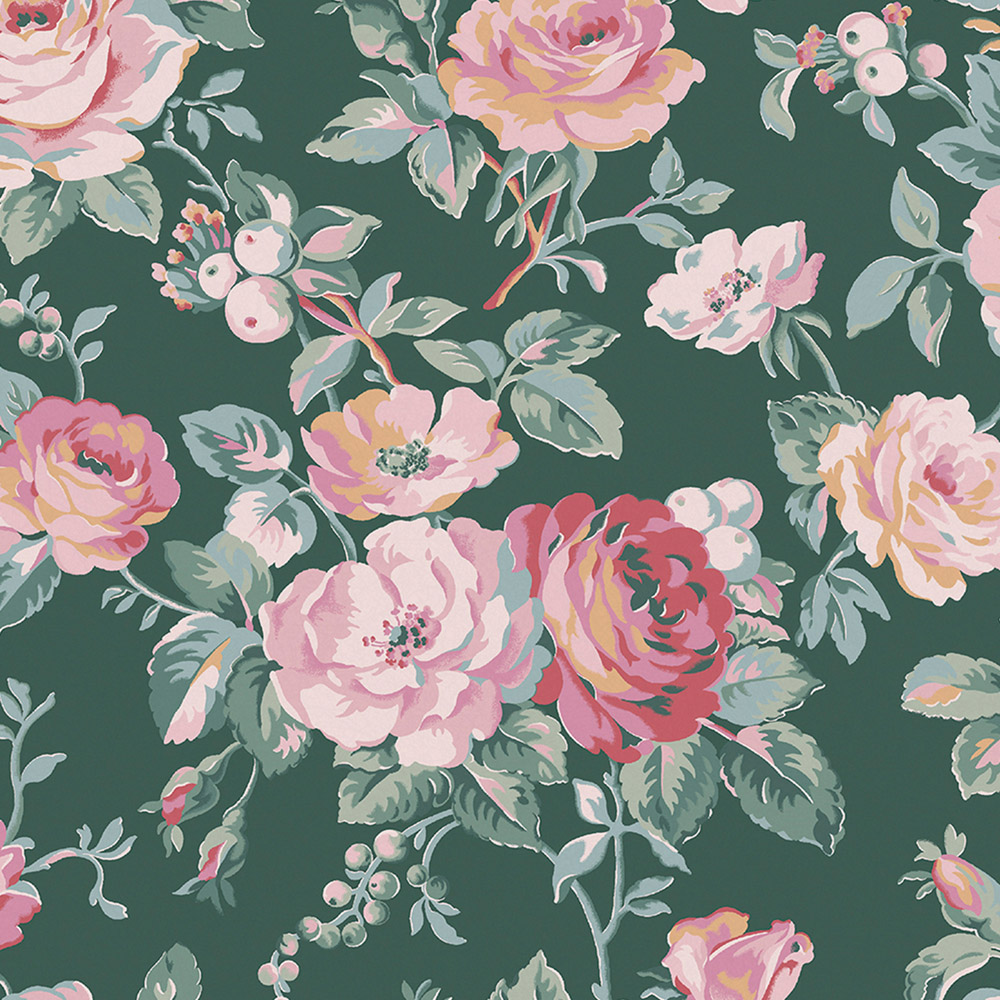 Cath Kidston Garden Rose Green Wallpaper Image 1