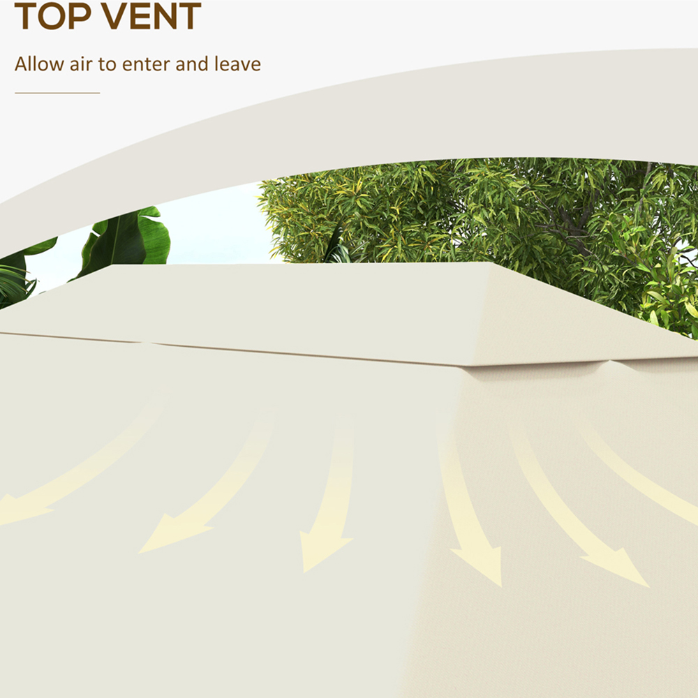 Outsunny 3 x 4m Cream White Gazebo Canopy Replacement Cover Image 8