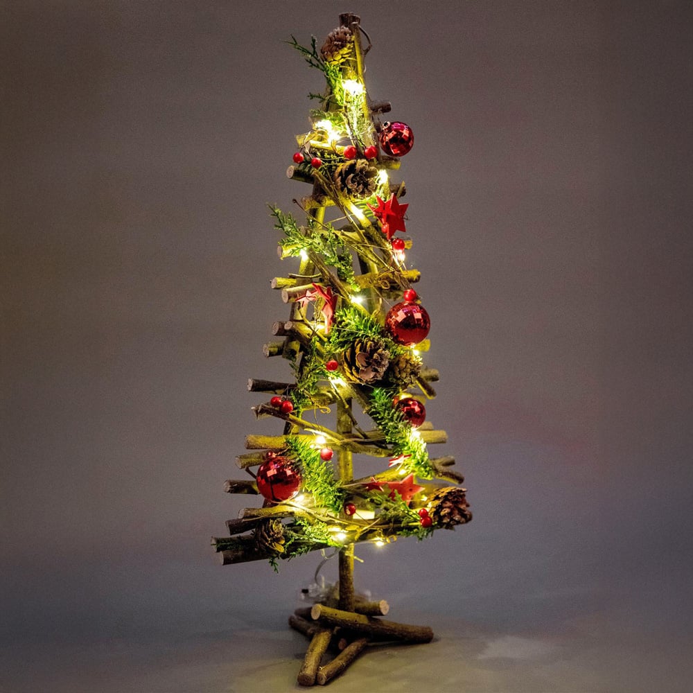 Shatchi Red LED Twig Wood Christmas Tree 50cm Image 2