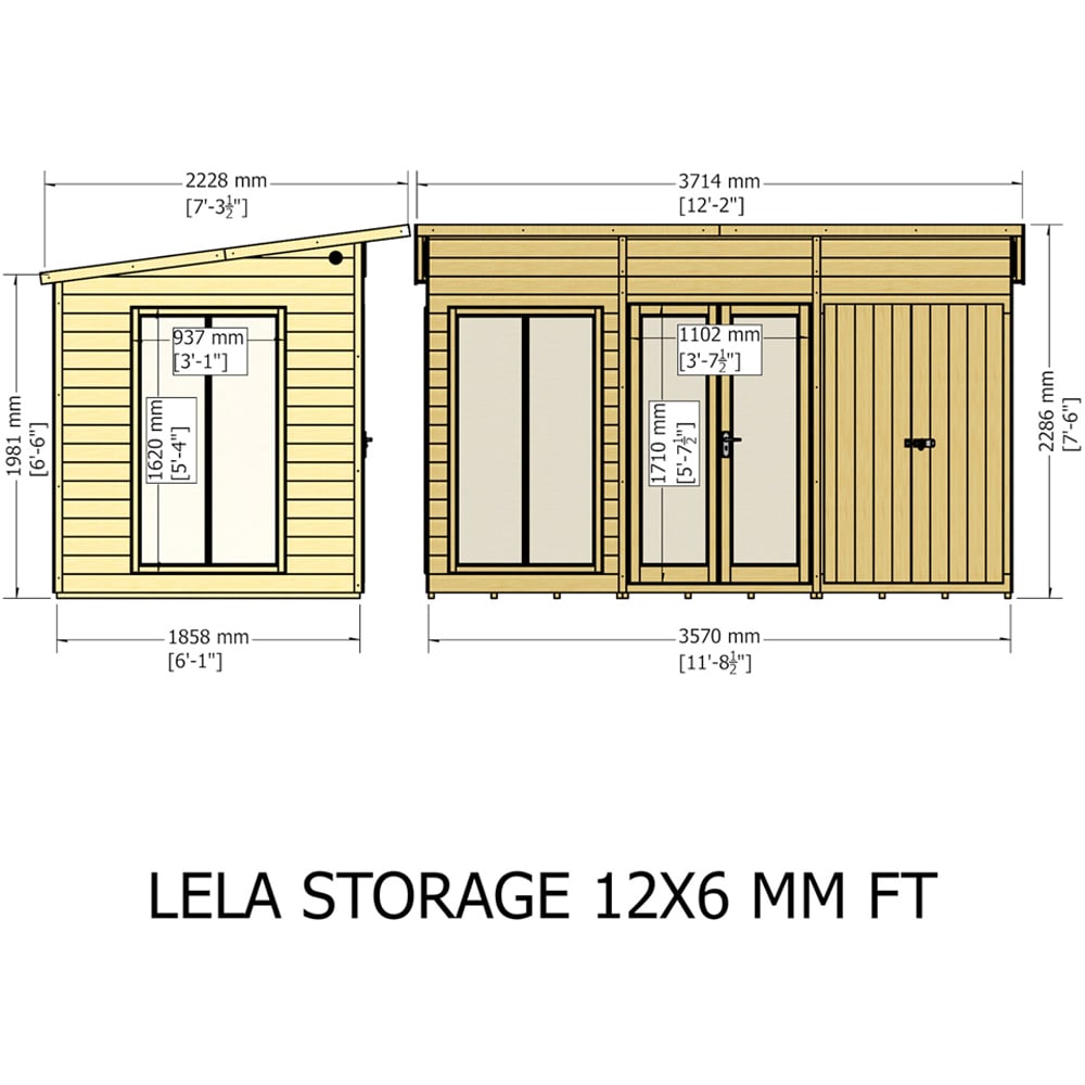 Shire Lela 12 x 6ft Double Door Summerhouse with Storage Image 9