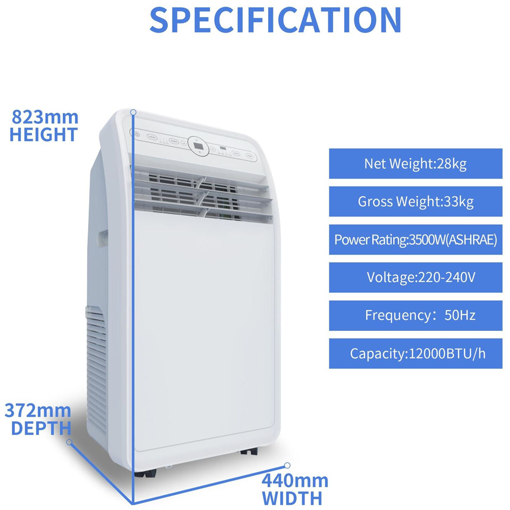 Sohler White 12000BTU Portable Air Conditioner 3500W Image 5