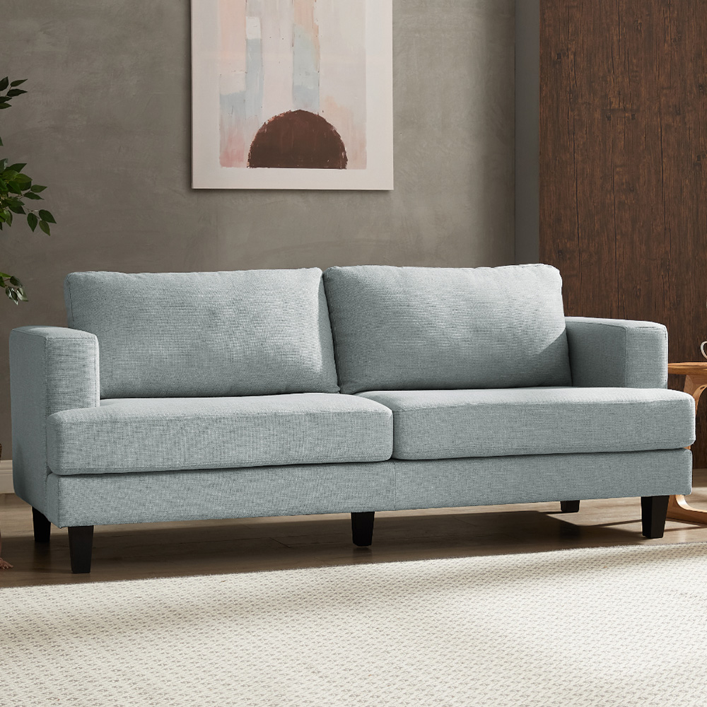 Home Detail Dale 3 Seater Pale Blue Linen Sofa Image 1