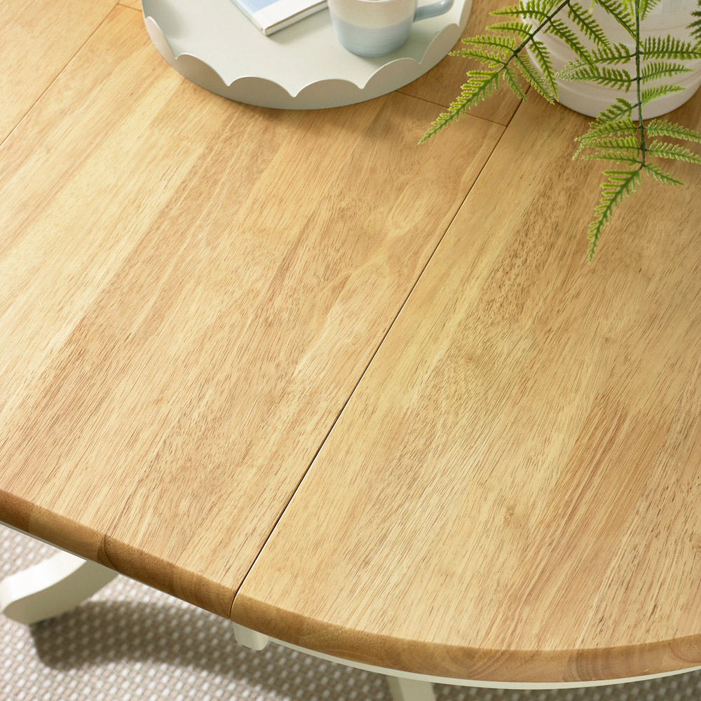 Furniturebox Fowey Marros 6 Seater Wooden Extending Dining Set Cream and Oak Effect Image 2