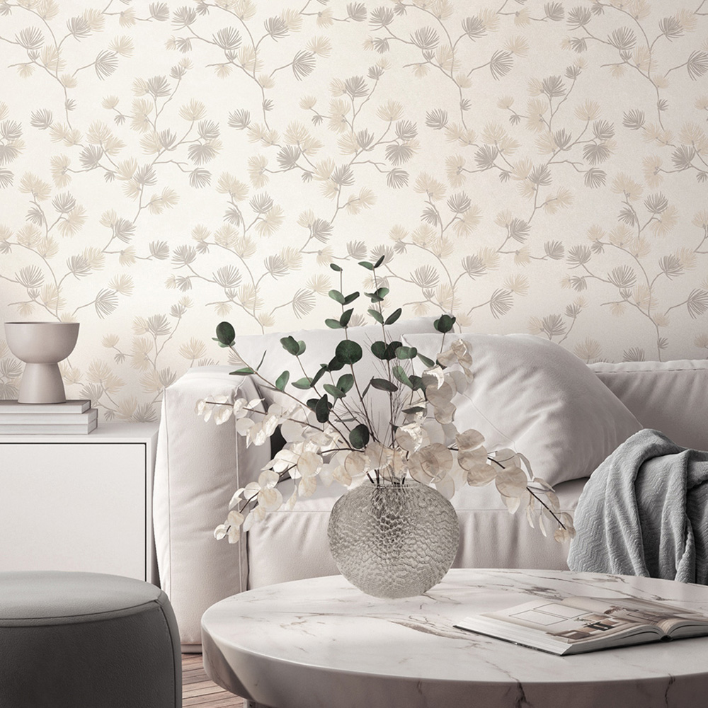 Belgravia Décor Valentino Pine Cream Wallpaper Image 4