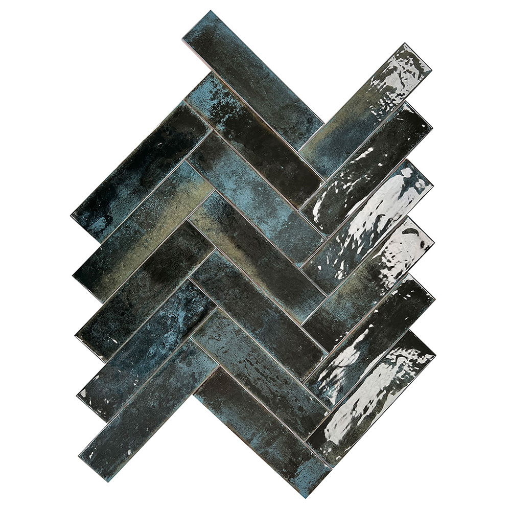 Top Ceramics Metro Brick Deep Blue Gloss Flat Bumpy Ceramic Wall Tile 65 x 250mm 0.82sqm Image 4