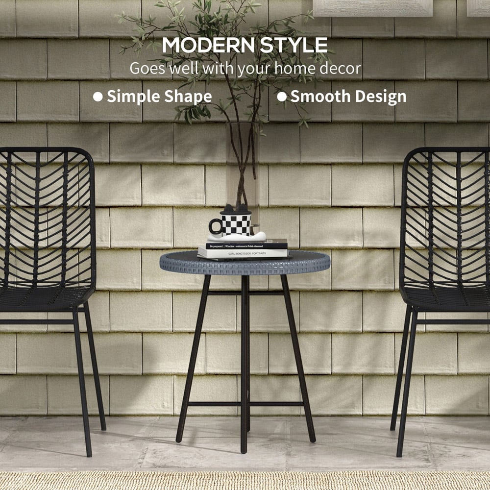 Outsunny Grey Rattan Side Table Image 4