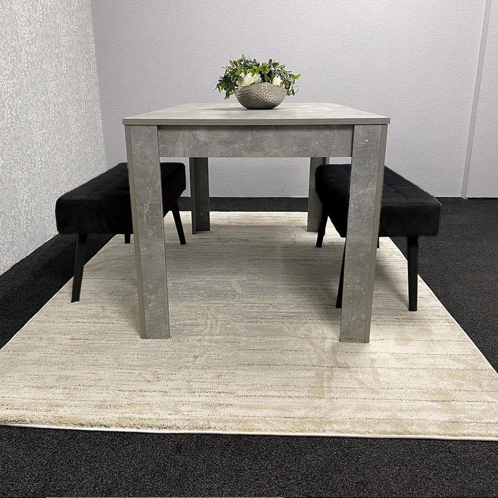 Portland 5 Seater Velvet Wooden Dining Set with Bench Grey and Black Image 2