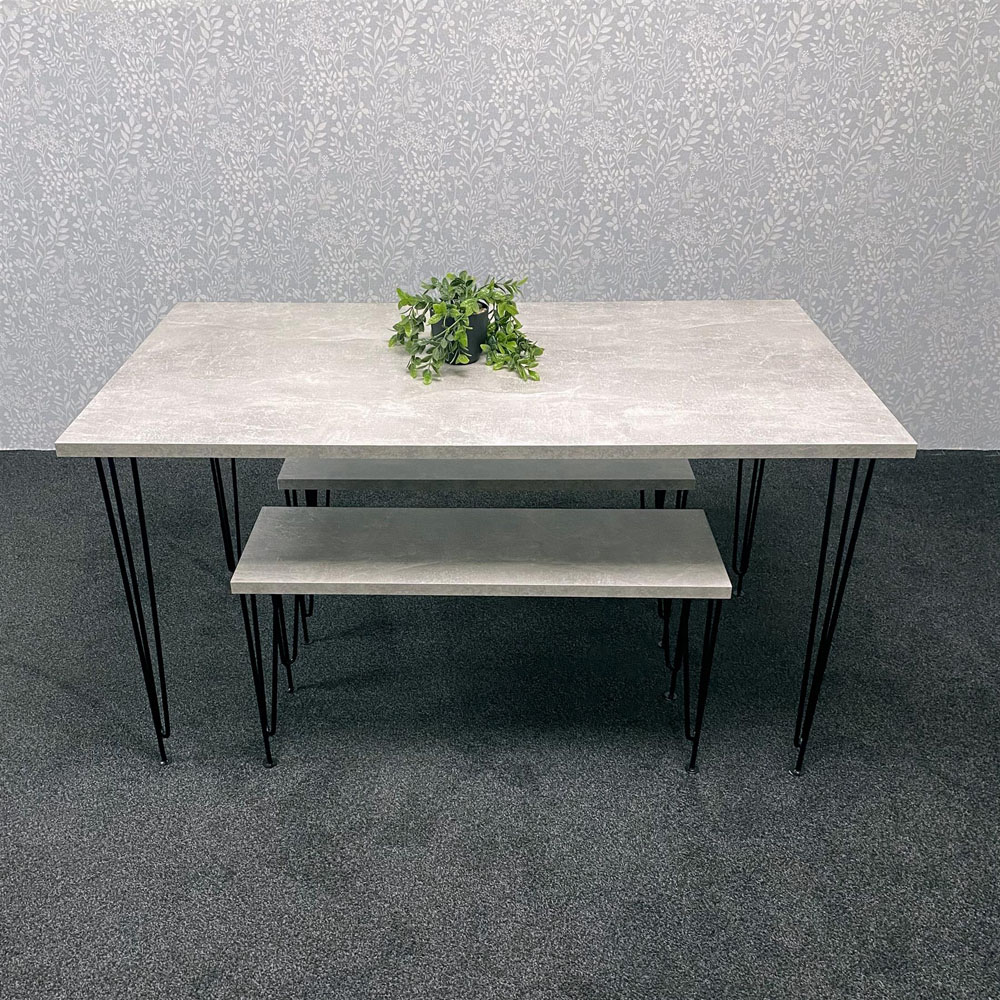 Kosy Koala 4 Seater Grey Dining Table Set with Benches Image 4