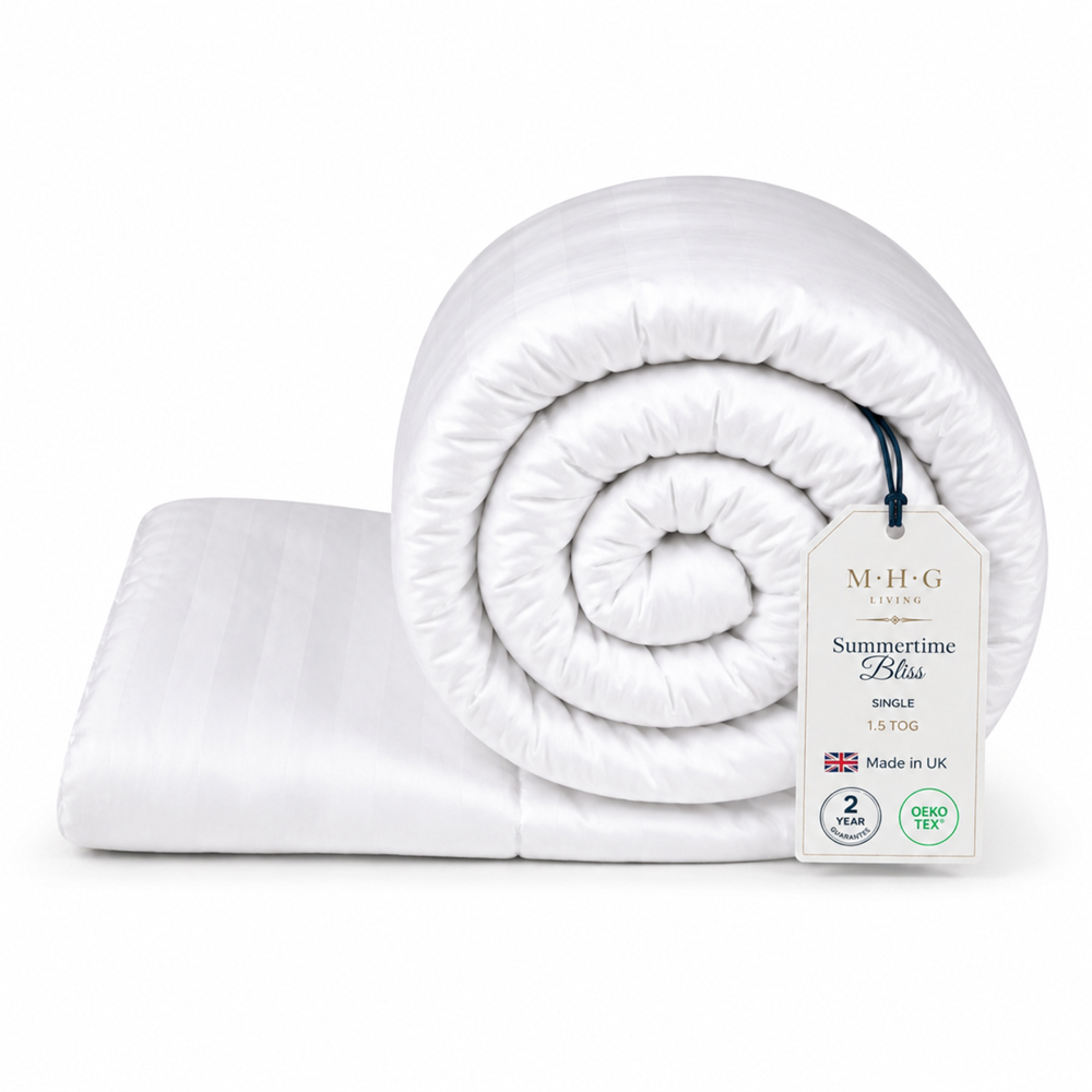 MHG Living Single White Striped Summer Lightweight Hollowfibre Duvet 1.5 Tog Image 3