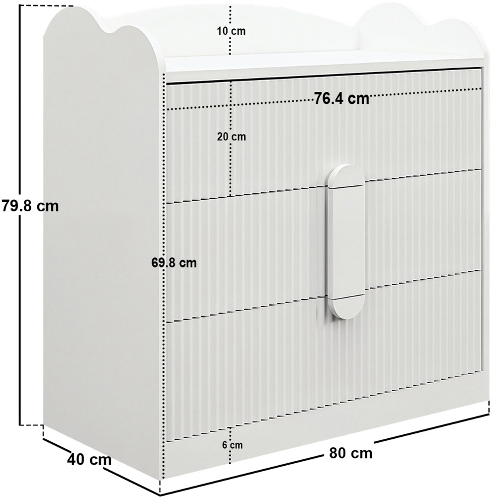Flair Calista White 3 Drawer Ribbed Chest of Drawers Image 7