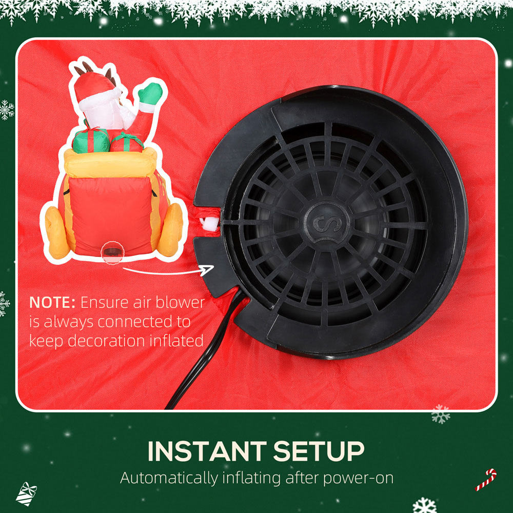 Everglow Christmas Blow Up Inflatable Santa on Sleigh Decoration with Built-in LEDs 7.9ft Image 6