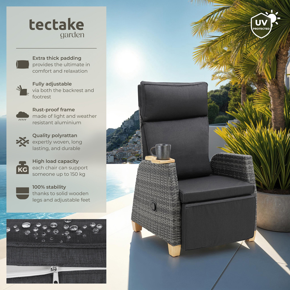 tectake Pescara Set of 2 Reclining and Adjustable Garden Chair Image 6