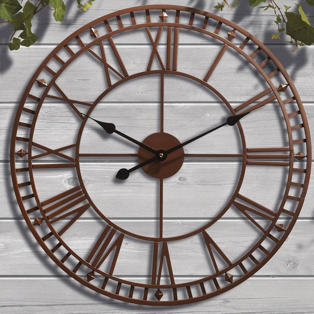 Garden Gear Bronze Roman Numeral Garden Wall Clock Image 2