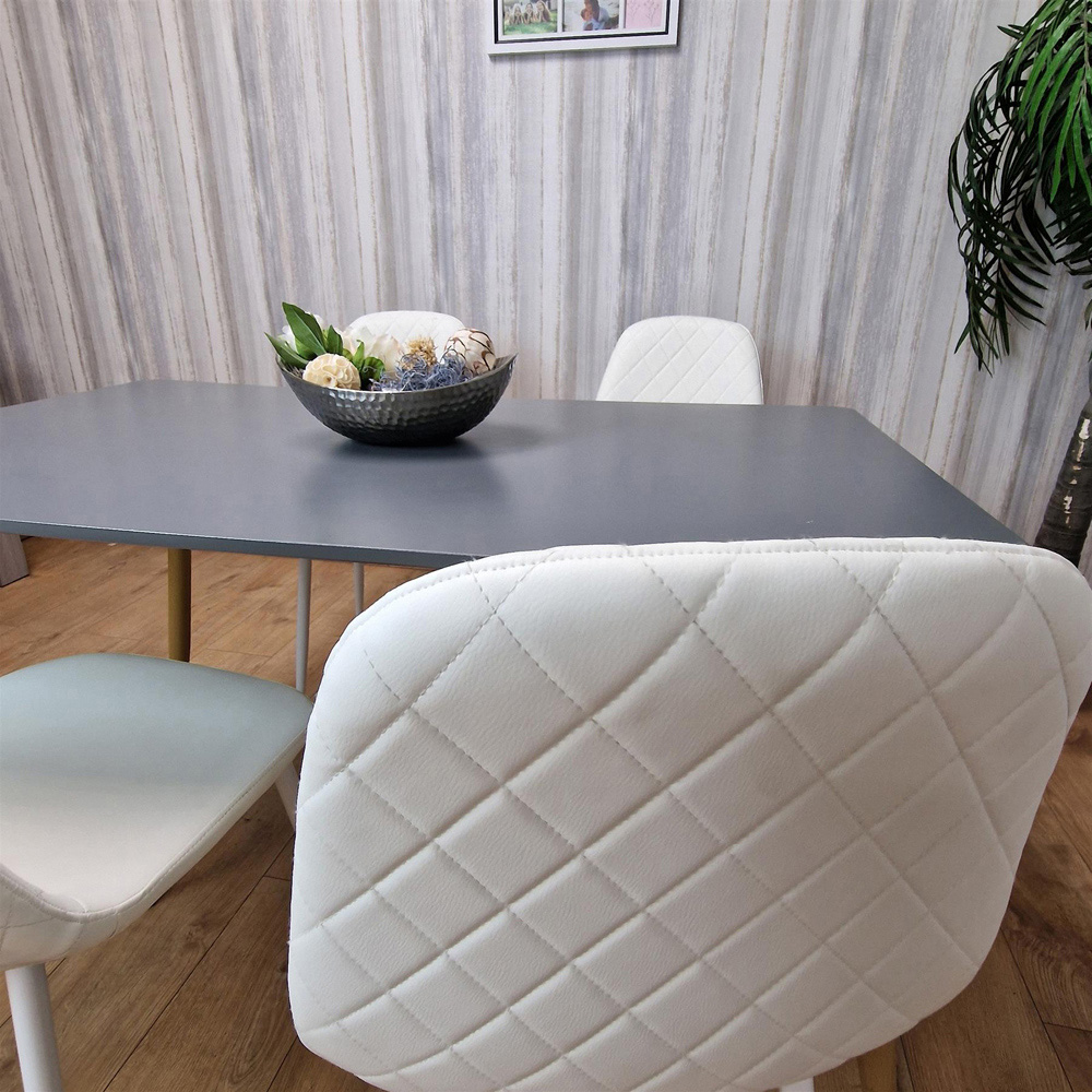Portland 4 Seater Faux leather Dining Set Grey and White Image 3