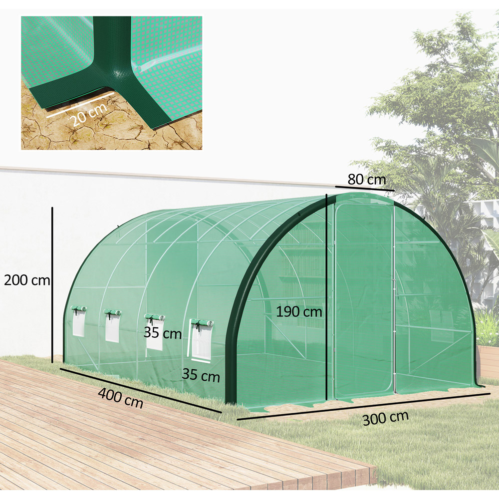 Outsunny 9.8 x 13ft Green Tunnel Greenhouse with Hinged Door Image 7