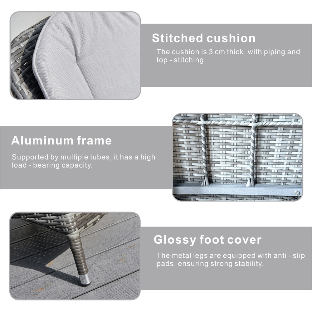 Direct Wicker 2 Seater Grey Garden Aluminium Rattan Bistro Set Image 4
