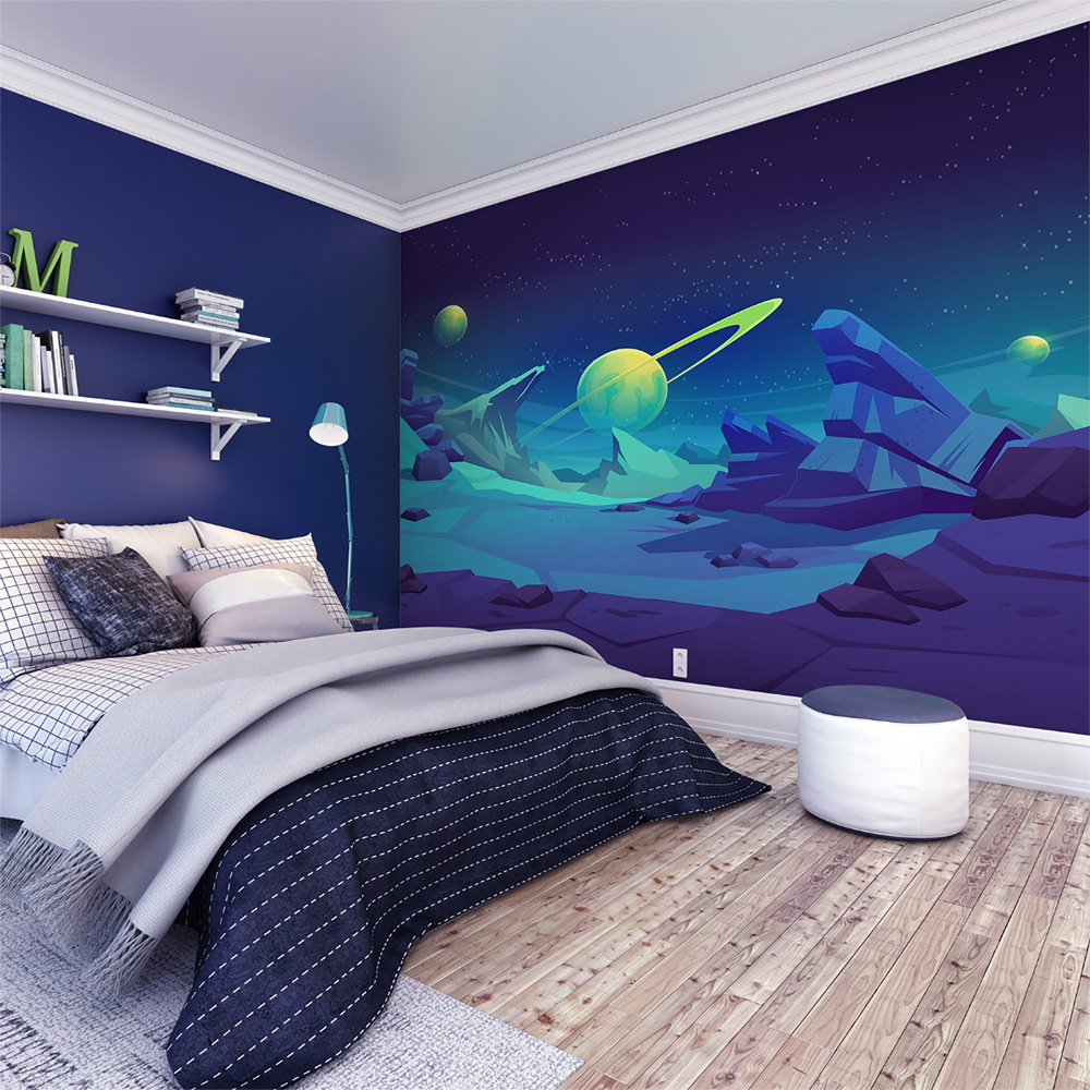 Origin Murals Space Landscape Blue Wall Mural Image 3