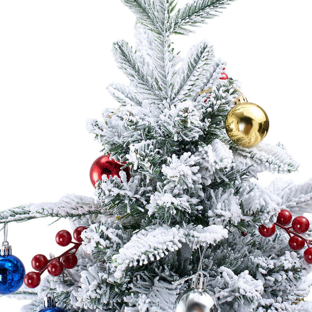 Living and Home Pre-Lit Solar-Powered Snow Dusted Artificial Christmas Tree 2.7ft 2 Pack Image 5