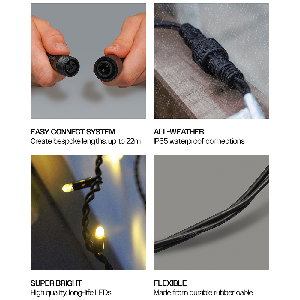 Eagle Connect Warm White LED Black Icicle Light 12m Image 5