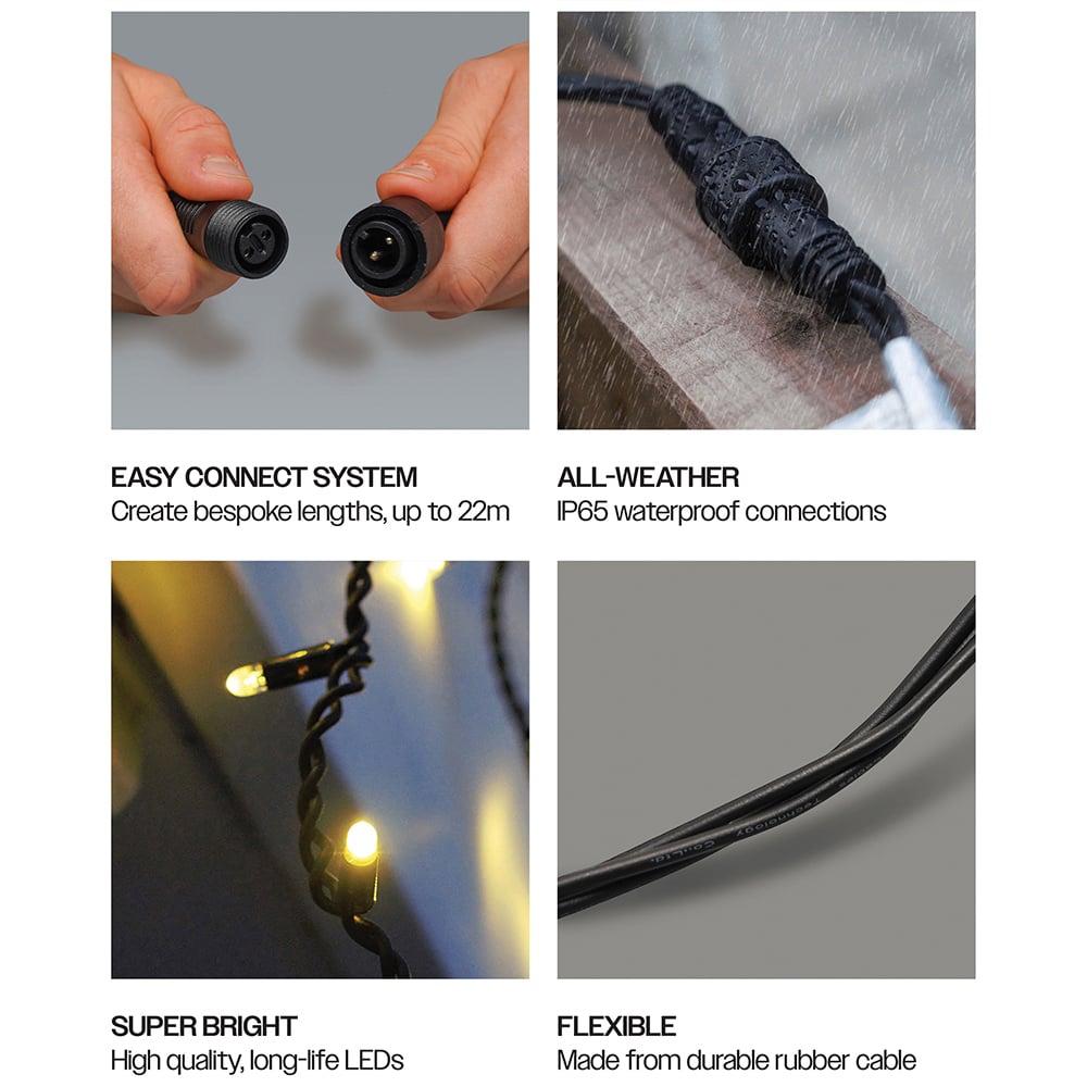 Eagle Connect Warm White LED Black Icicle Light 5m Image 6