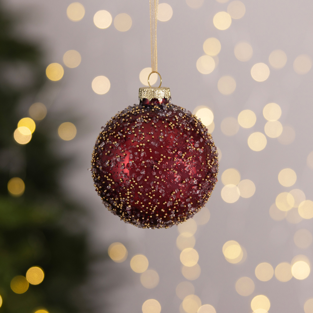 Charles Bentley Burgundy Glass Bauble Collection 12 Pack Image 4