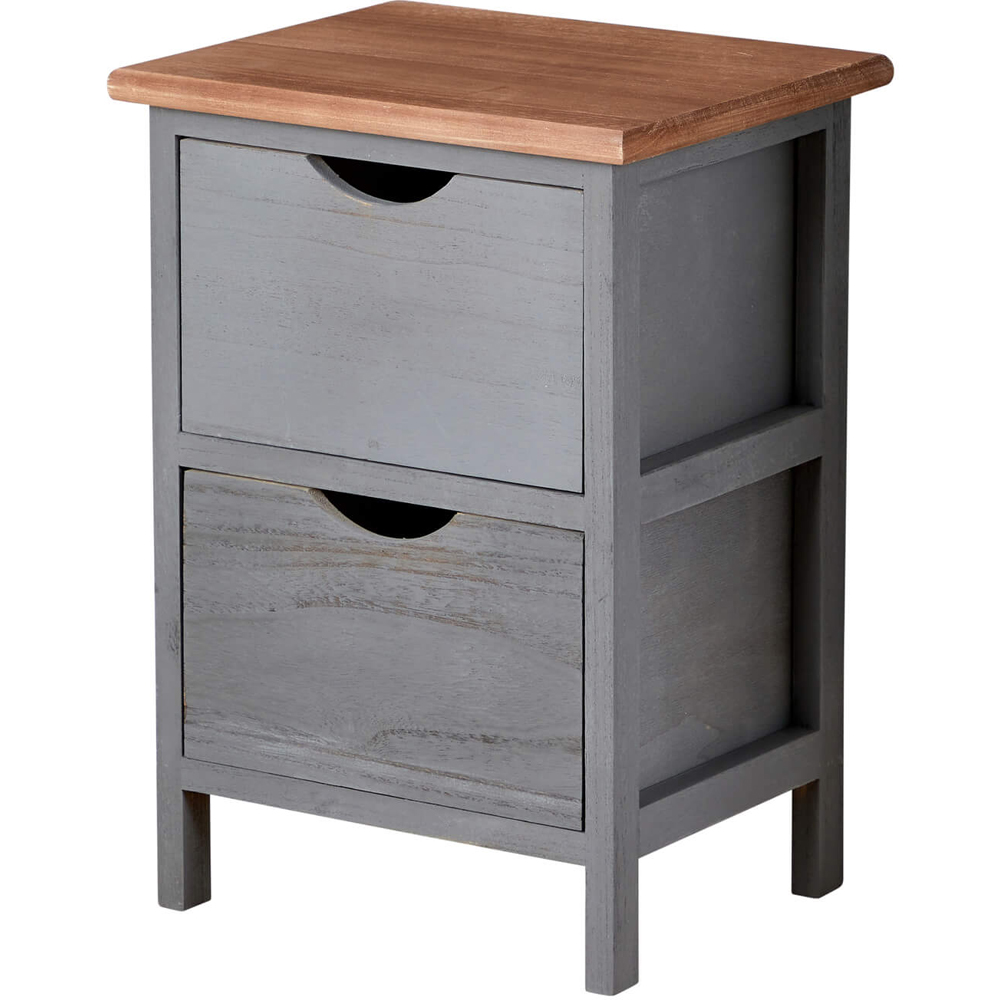 Home Source Hemsby 2 Drawer Grey Wooden Chest of Drawers Image 2