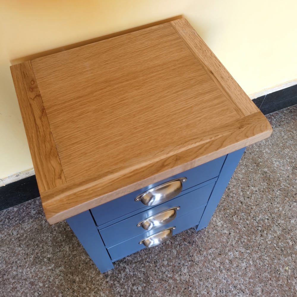 Furniture One 3 Drawer Blue Bedside Table Image 7