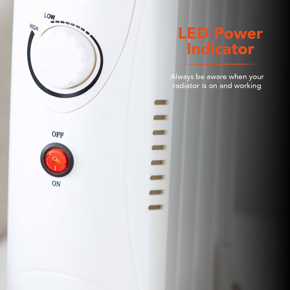 Warmlite 5 Fin White Oil Filled Radiator with Adjustable Thermostat 650W Image 6