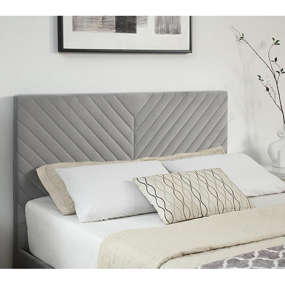 Home Treats Double Grey Velvet Ottoman TV Bed Image 4