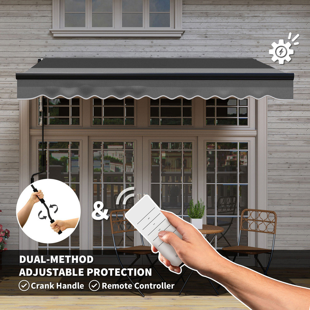 Outsunny Grey LED Electric Retractable Awning with Remote 3 x 2.5m Image 4