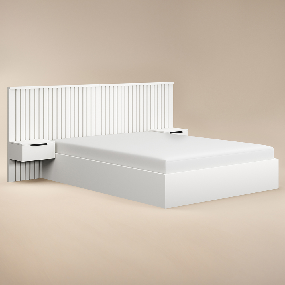 Solace+Co Taylor King Size White Hotel Ottoman Bed with Side Table Image 2