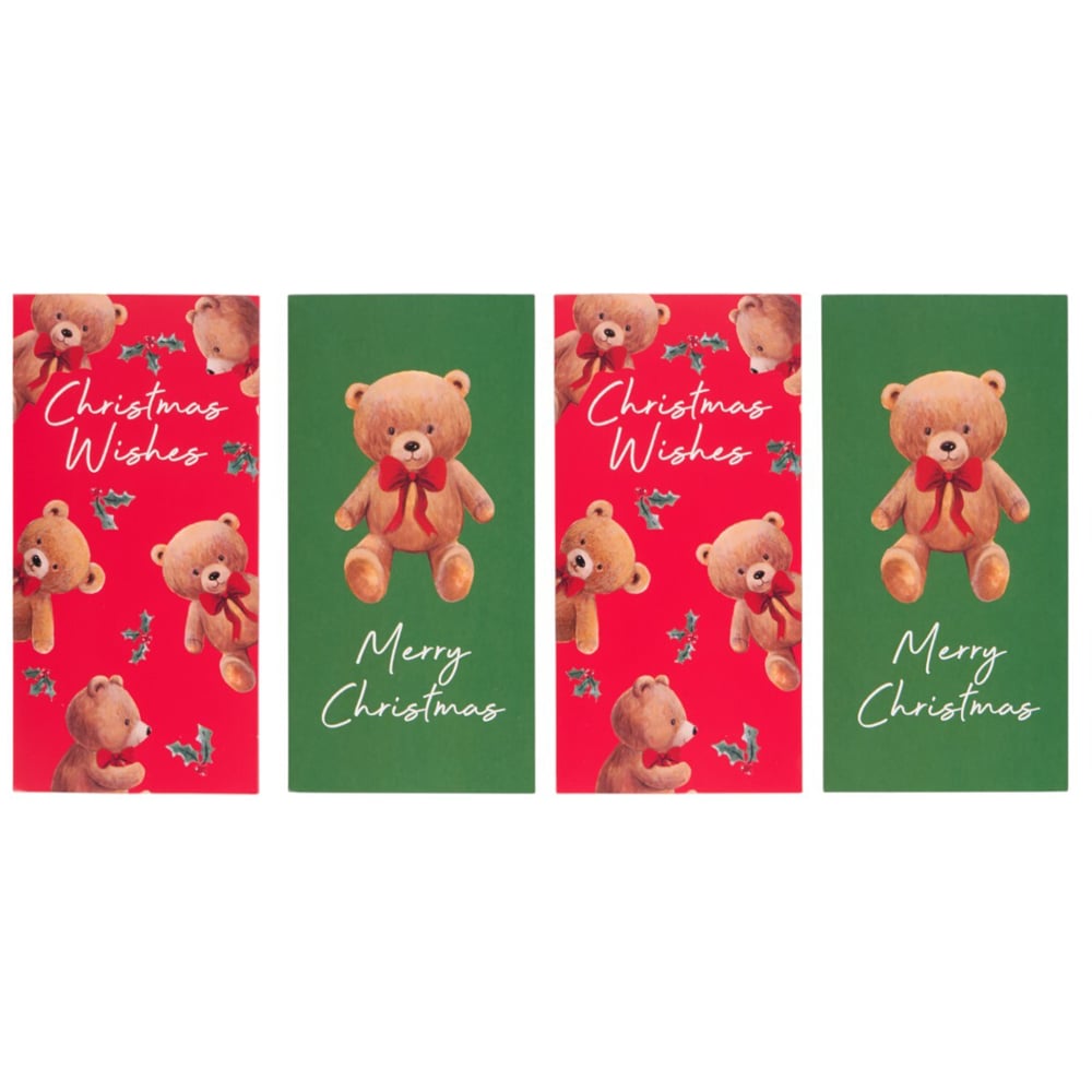 Pack of 4 Christmas Bears Money Wallets - Green Image 2